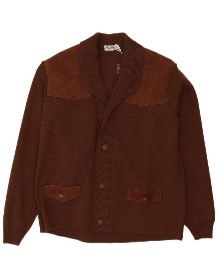 Maglione cardigan da uomo vintage piccolo marrone