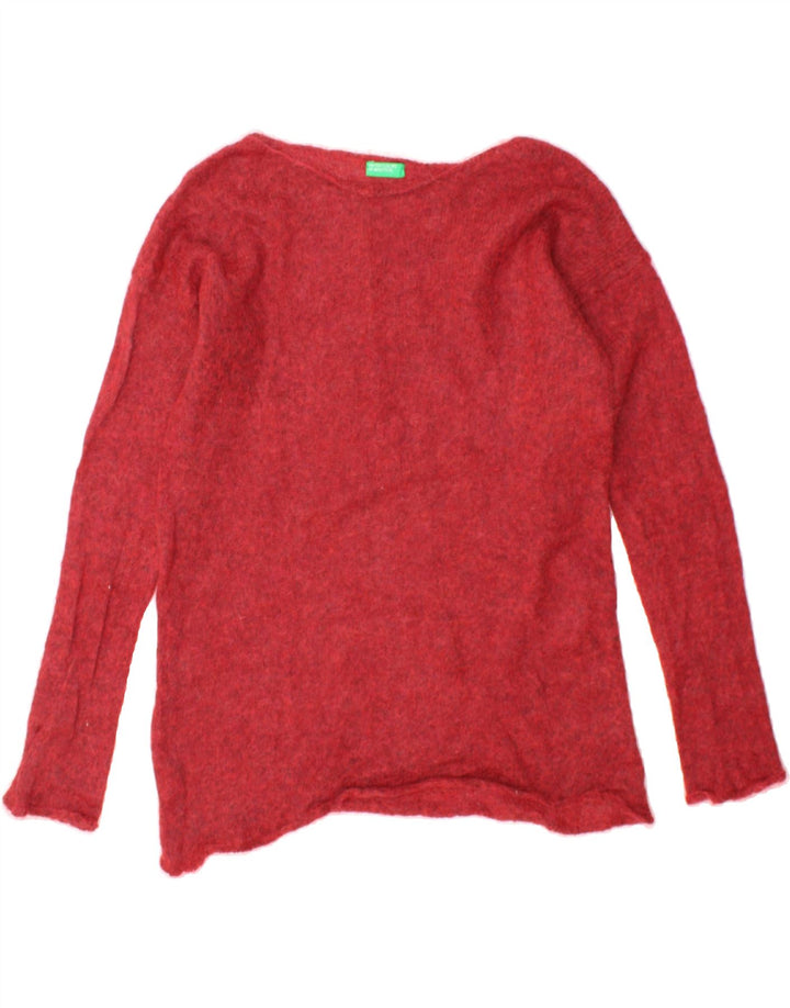 BENETTON Womens Boat Neck Jumper Sweater UK 14 Medium Red Vintage Benetton and Second-Hand Benetton from Messina Hembry 