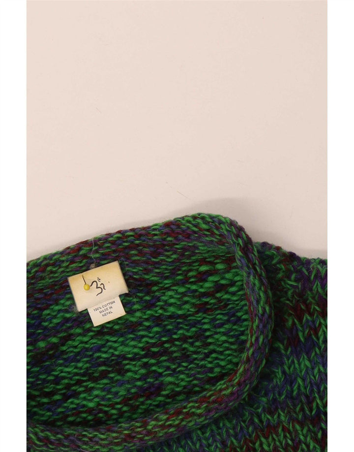 Maglione da uomo girocollo Legend in cotone screziato verde medio