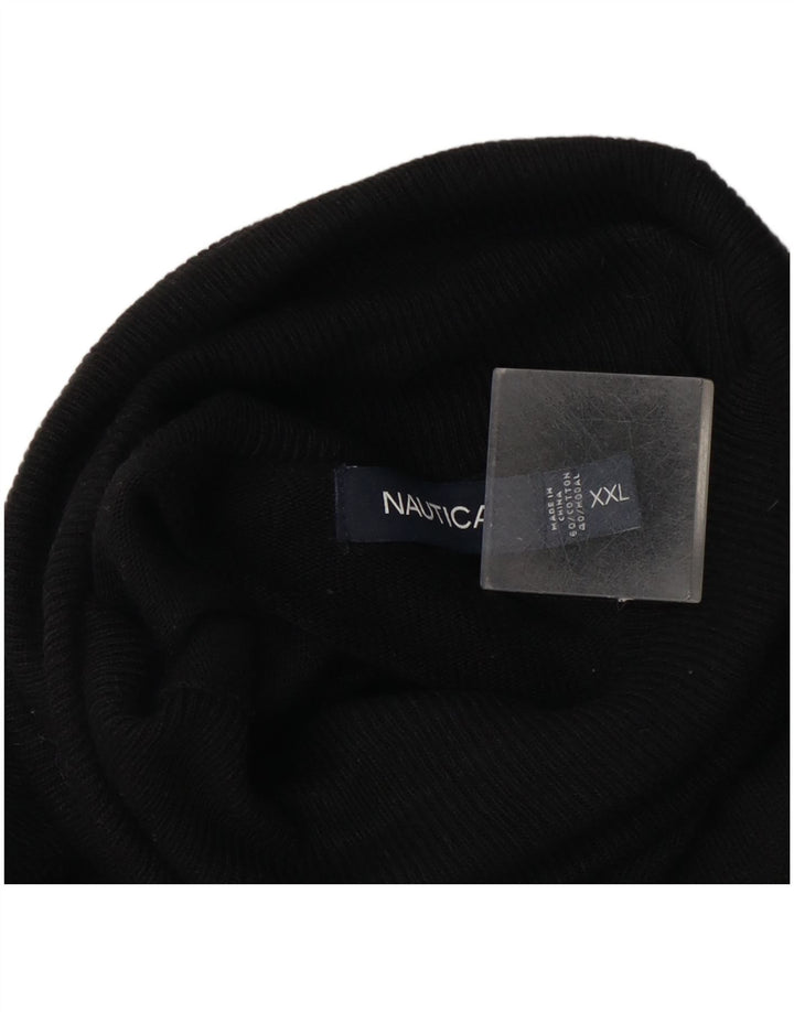 Maglione maglione a collo alto da uomo Nautica 2XL cotone nero