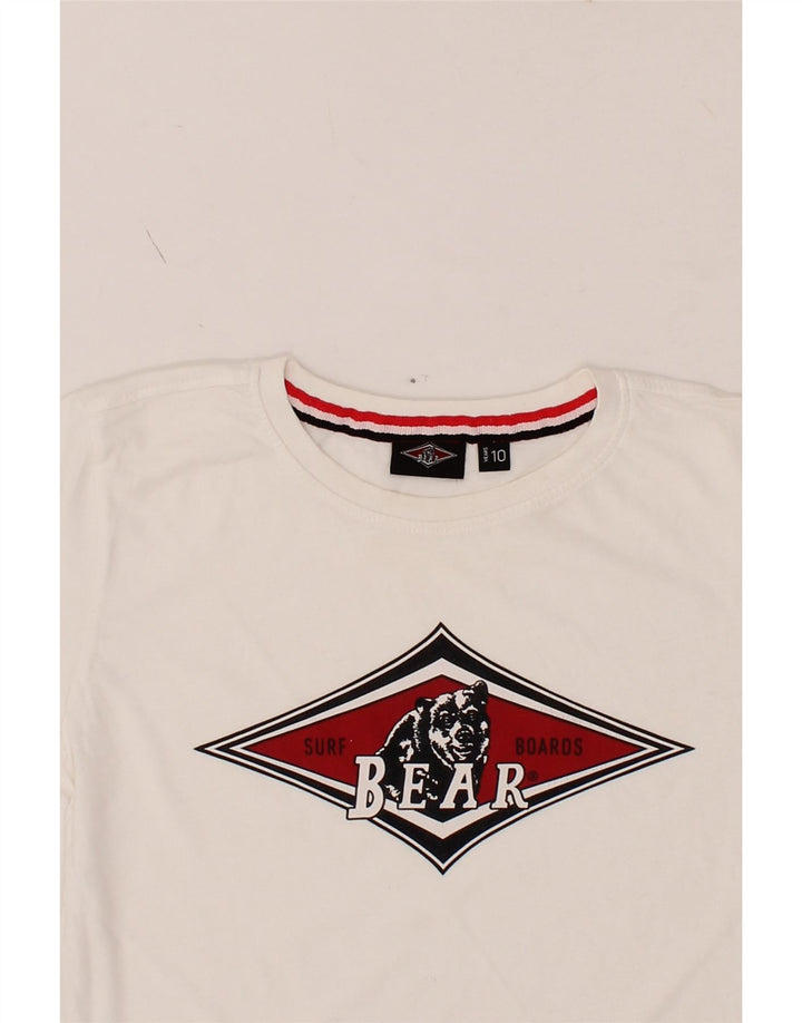 BEAR Boys Graphic T-Shirt Top 9-10 Years White Cotton Vintage Bear and Second-Hand Bear from Messina Hembry 