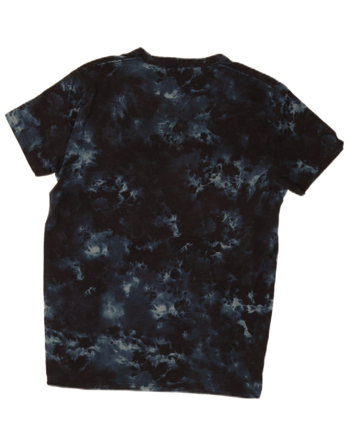 T-shirt grafica da uomo HOLLISTER Top Small in cotone tie-dye blu navy
