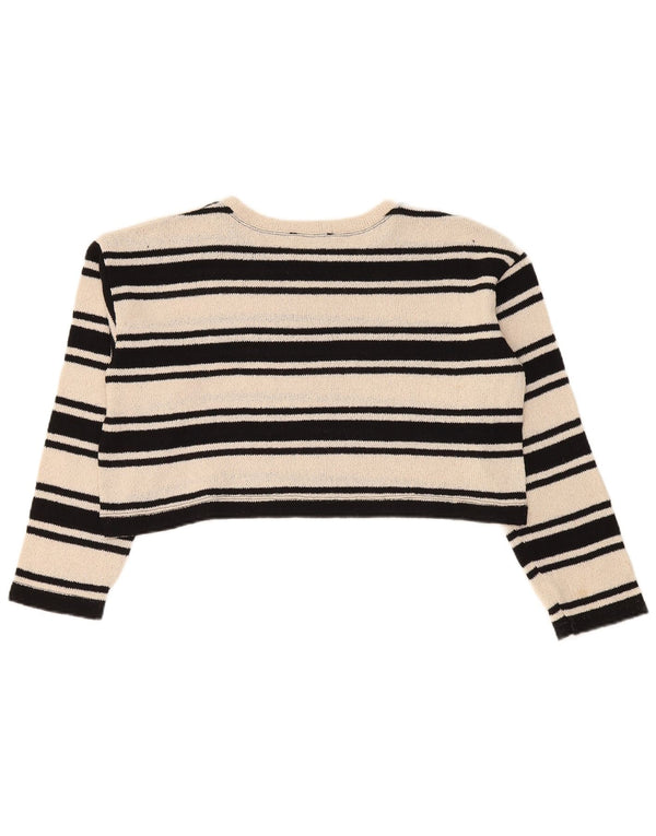 Maglione corto con scollo a barca da donna Zara UK 10 piccolo a righe beige