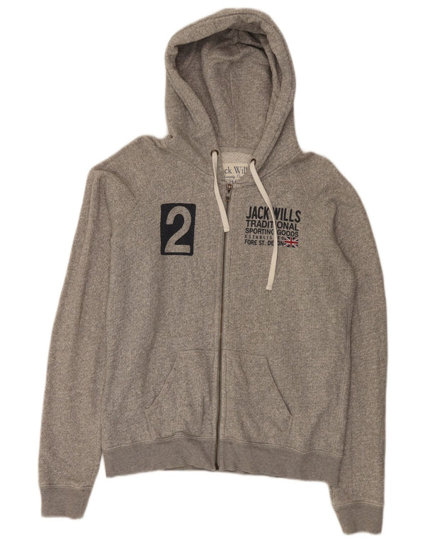 Maglione con cappuccio e zip da donna Jack Wills UK 12 Cotone grigio medio