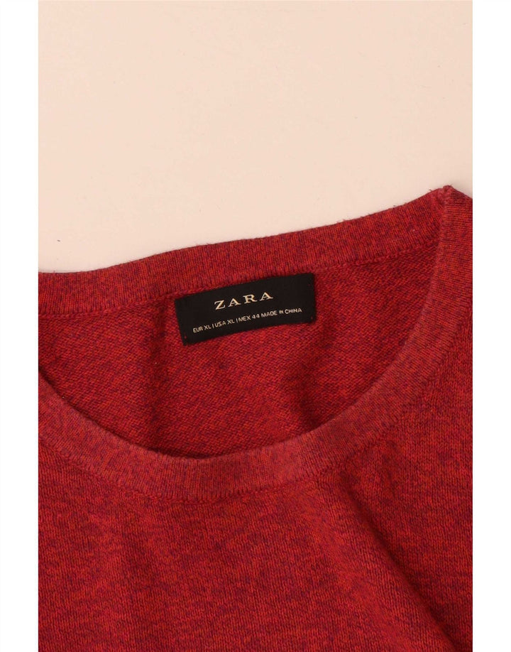 Maglione maglione girocollo da uomo Zara XL in cotone rosso