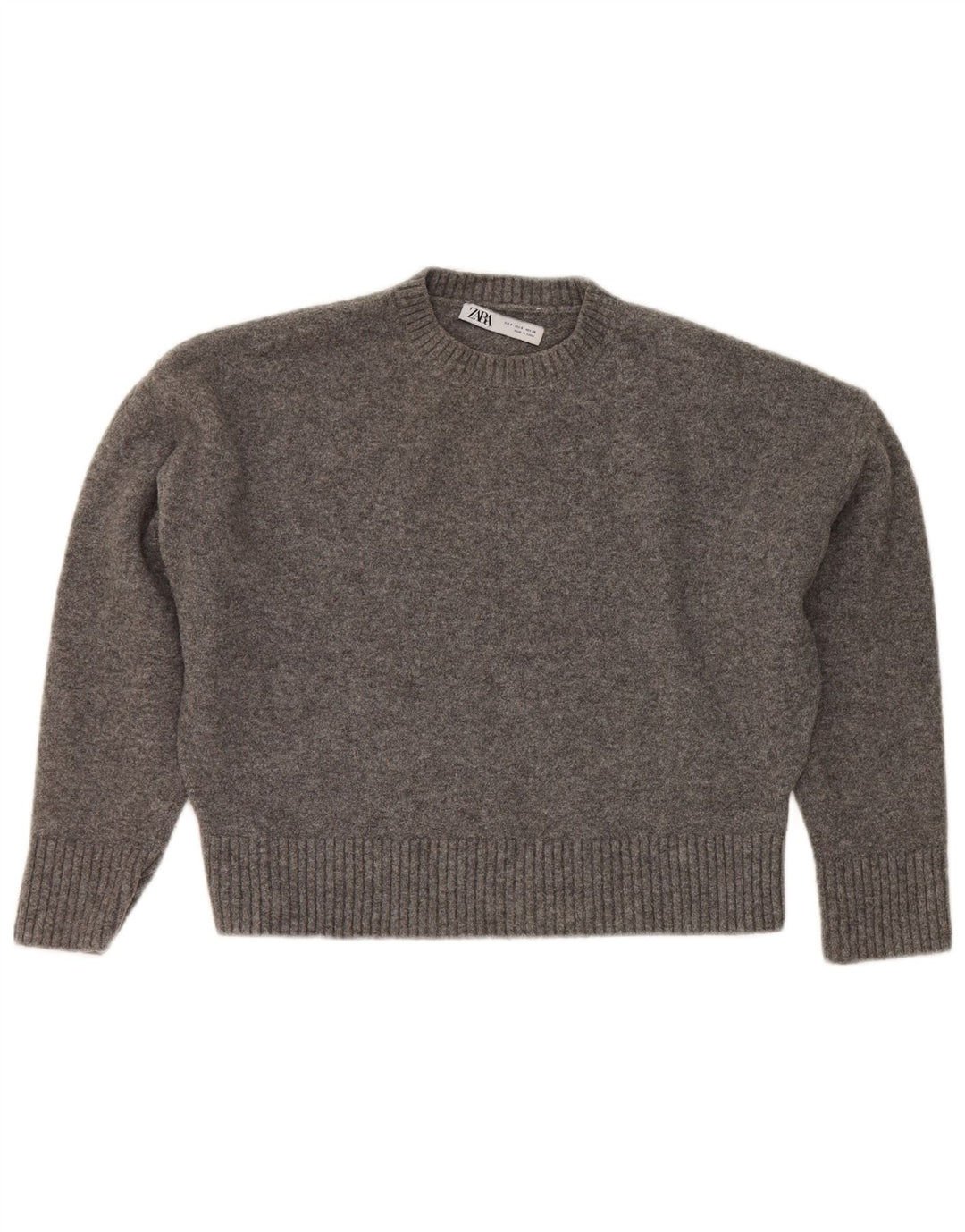 Maglione corto girocollo oversize da donna Zara UK 10 piccolo grigio