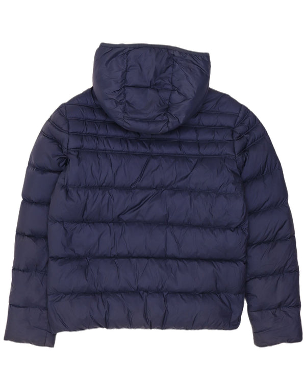 CALVIN KLEIN JEANS Giacca imbottita con cappuccio da uomo UK 40 Large Blu Navy Nylon