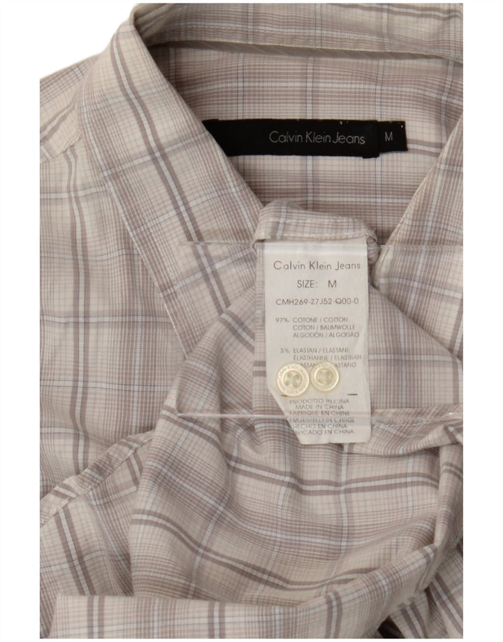 Camicia da uomo Calvin Klein Jeans in cotone a quadri grigio medio