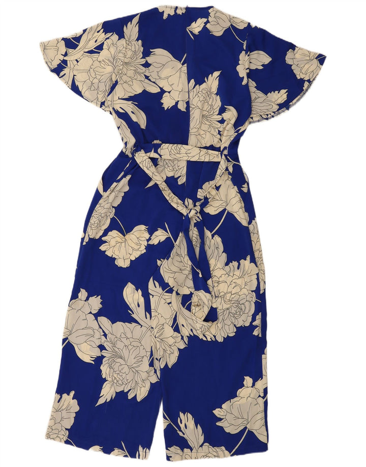 Tuta da donna vintage UK 12 blu medio floreale