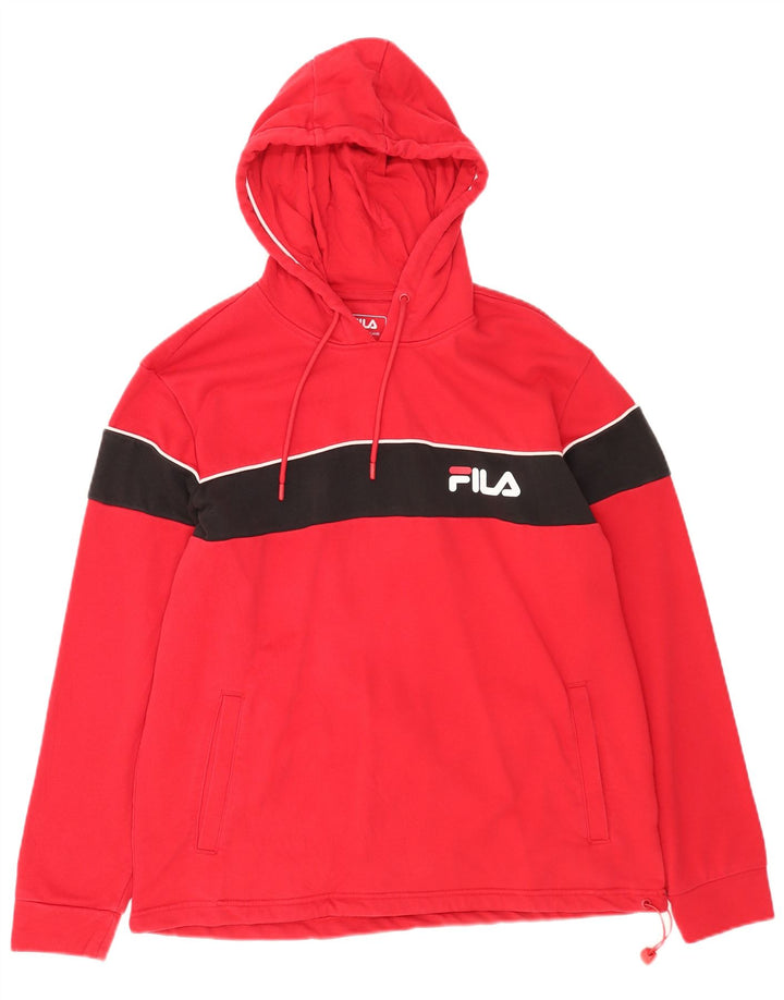 Felpa con cappuccio grafica da uomo Fila grande in cotone rosso