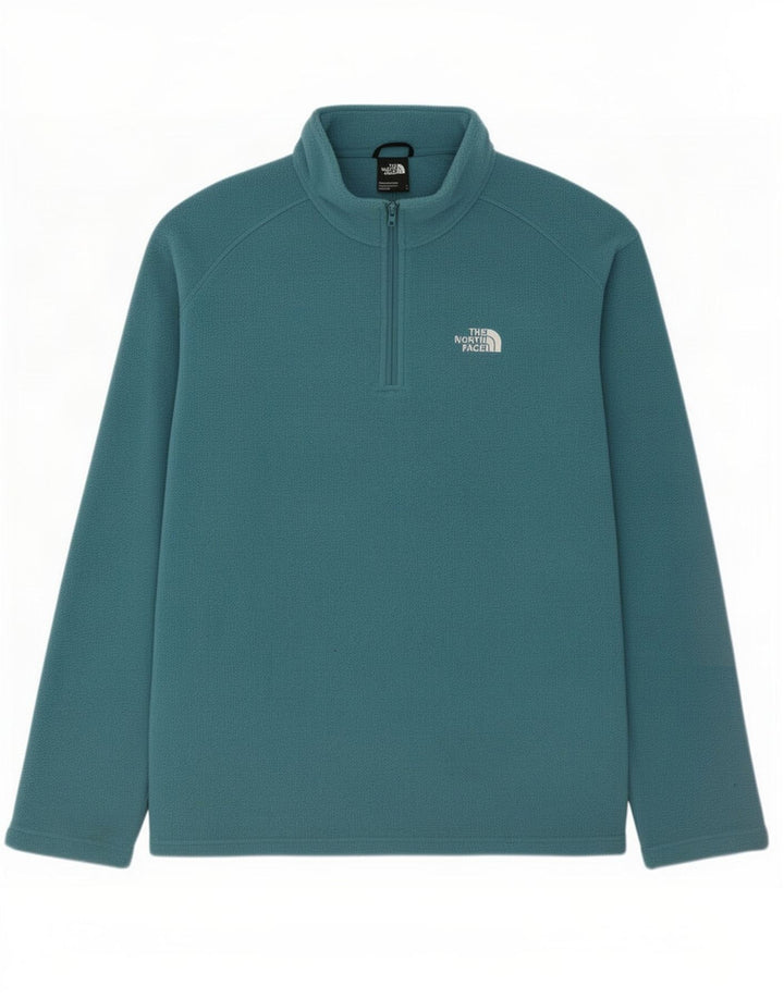 Maglione in pile da uomo The North Face con zip e collo, grande, in poliestere blu