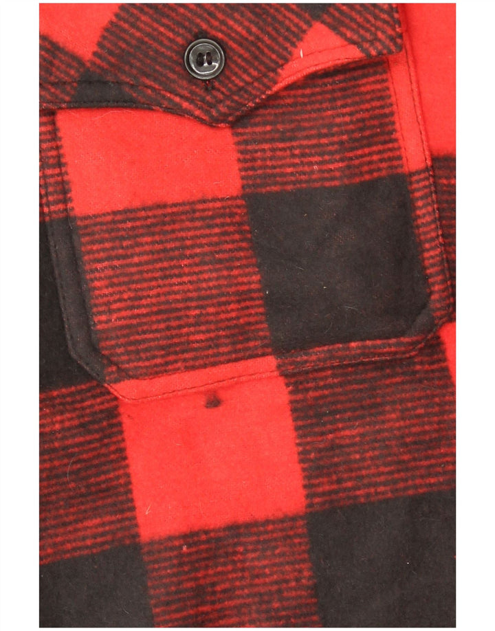 Camicia da uomo vintage in flanella, grande cotone a quadri rossi