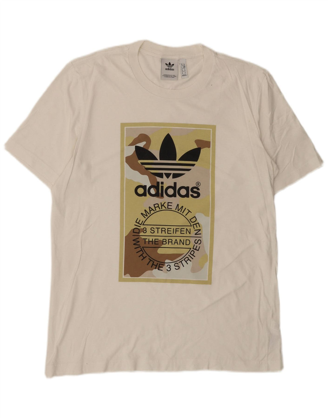 T-shirt grafica da uomo Adidas Top in cotone bianco medio