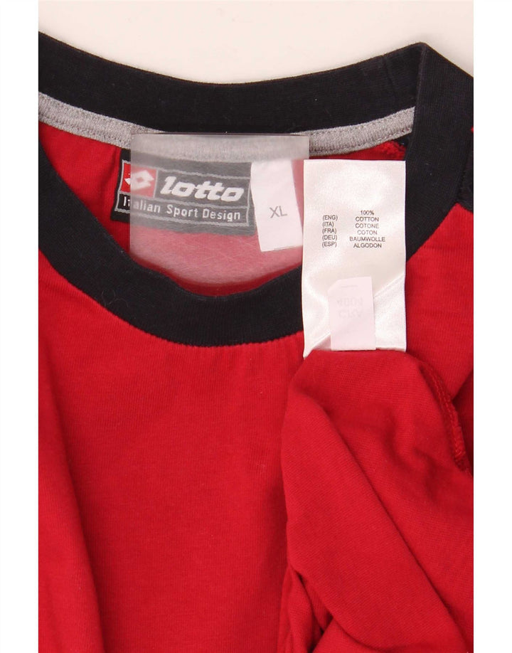 Maglia da uomo Lotto manica lunga XL rossa in cotone color block