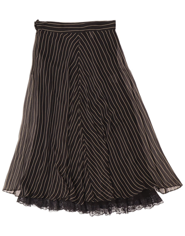 Gonna a trapezio da donna Alberta Ferretti UK 12 media W28 seta a righe nere