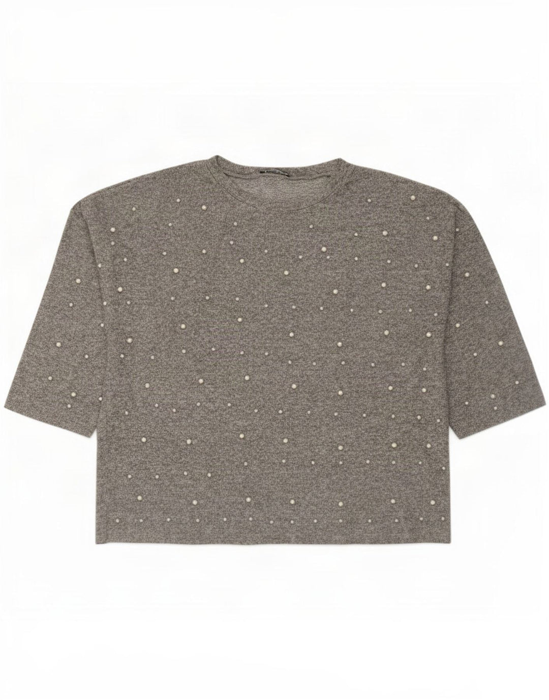 Top Zara da donna manica 3/4 UK 16 grande viscosa grigia