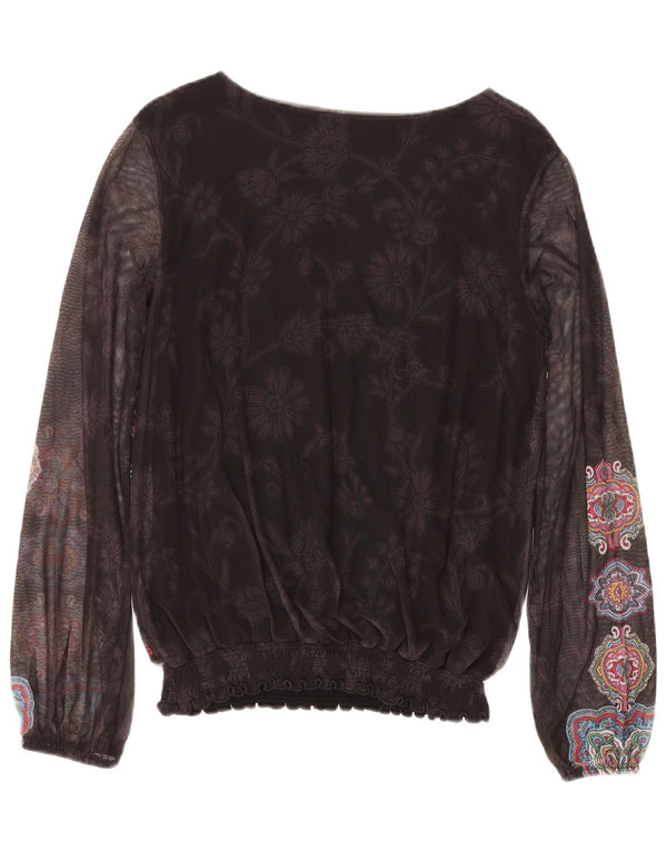 DESIGUAL Camicetta a maniche lunghe da donna Top UK 12 Medio Nero Floreale