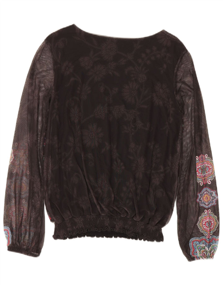DESIGUAL Camicetta a maniche lunghe da donna Top UK 12 Medio Nero Floreale
