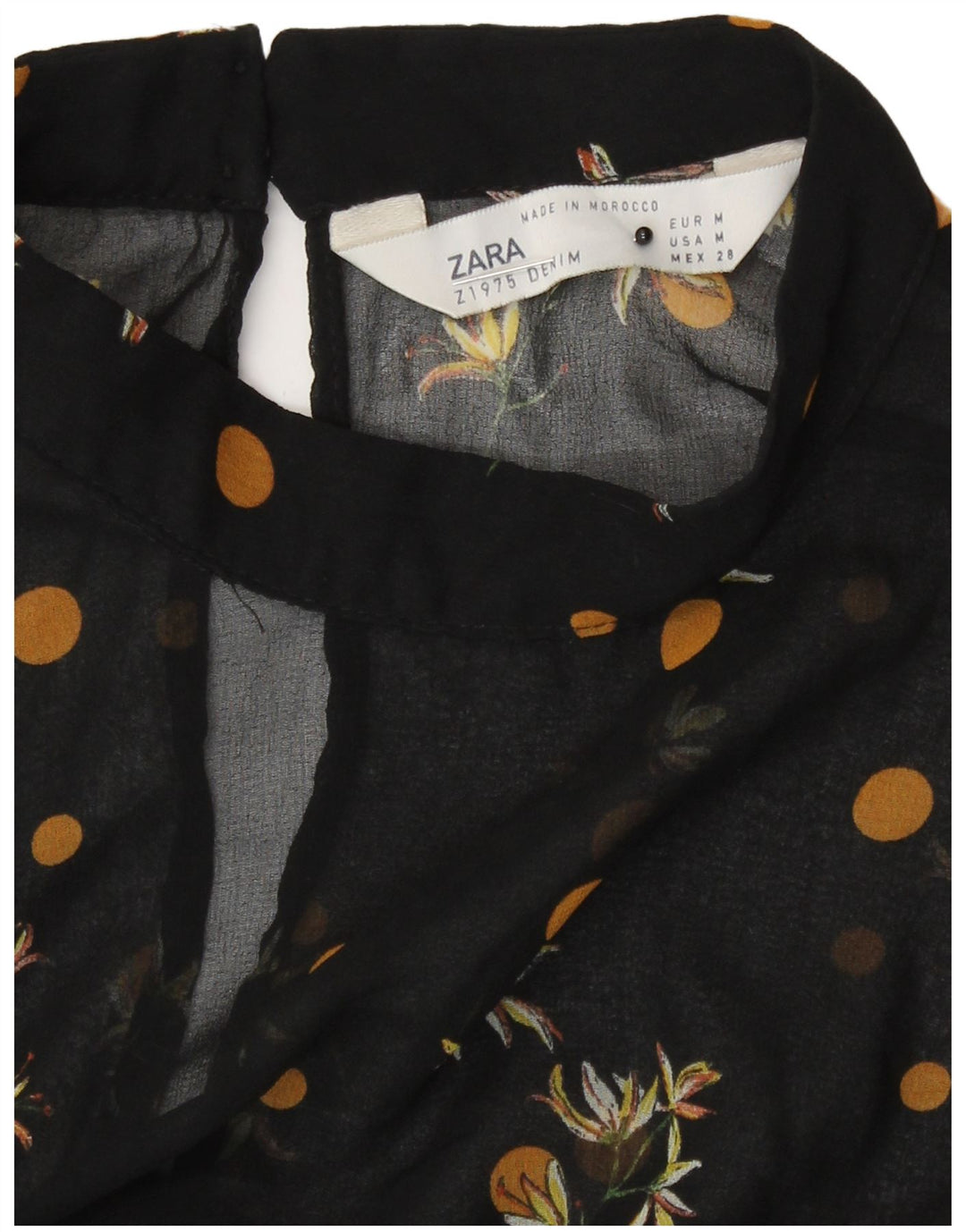 Abito a trapezio trasparente da donna Zara UK 12 medio nero floreale