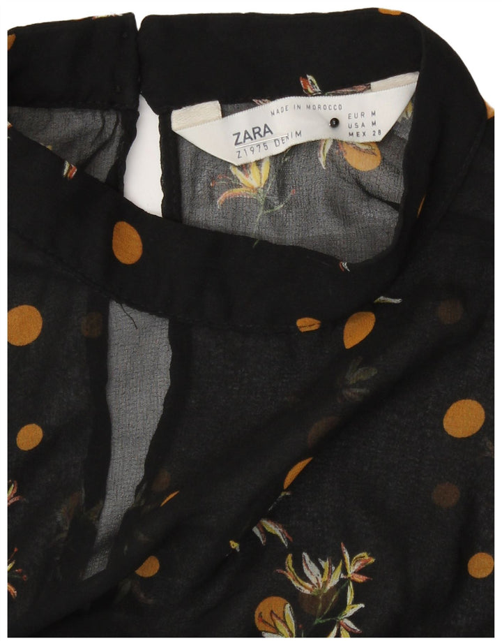 Abito a trapezio trasparente da donna Zara UK 12 medio nero floreale