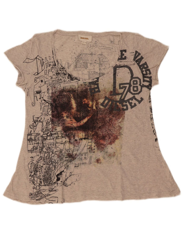 Maglietta grafica da donna Diesel Top UK 12 Grigio medio chiazzato