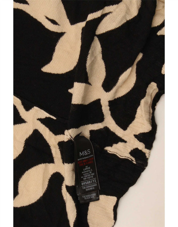 Maglione cardigan oversize da donna Marks & Spencer UK 16 grande floreale nero