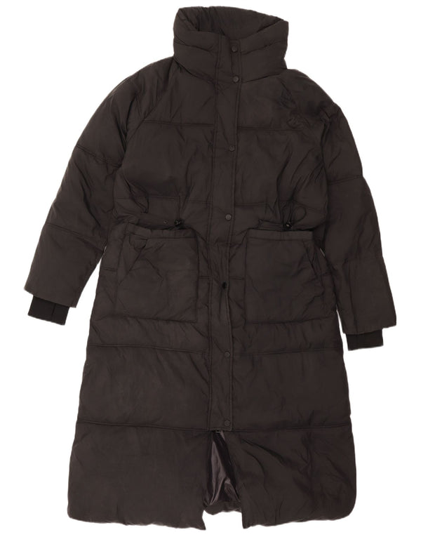Zara Womens Hooded Padded Coat UK 14 Medium Black Polyester