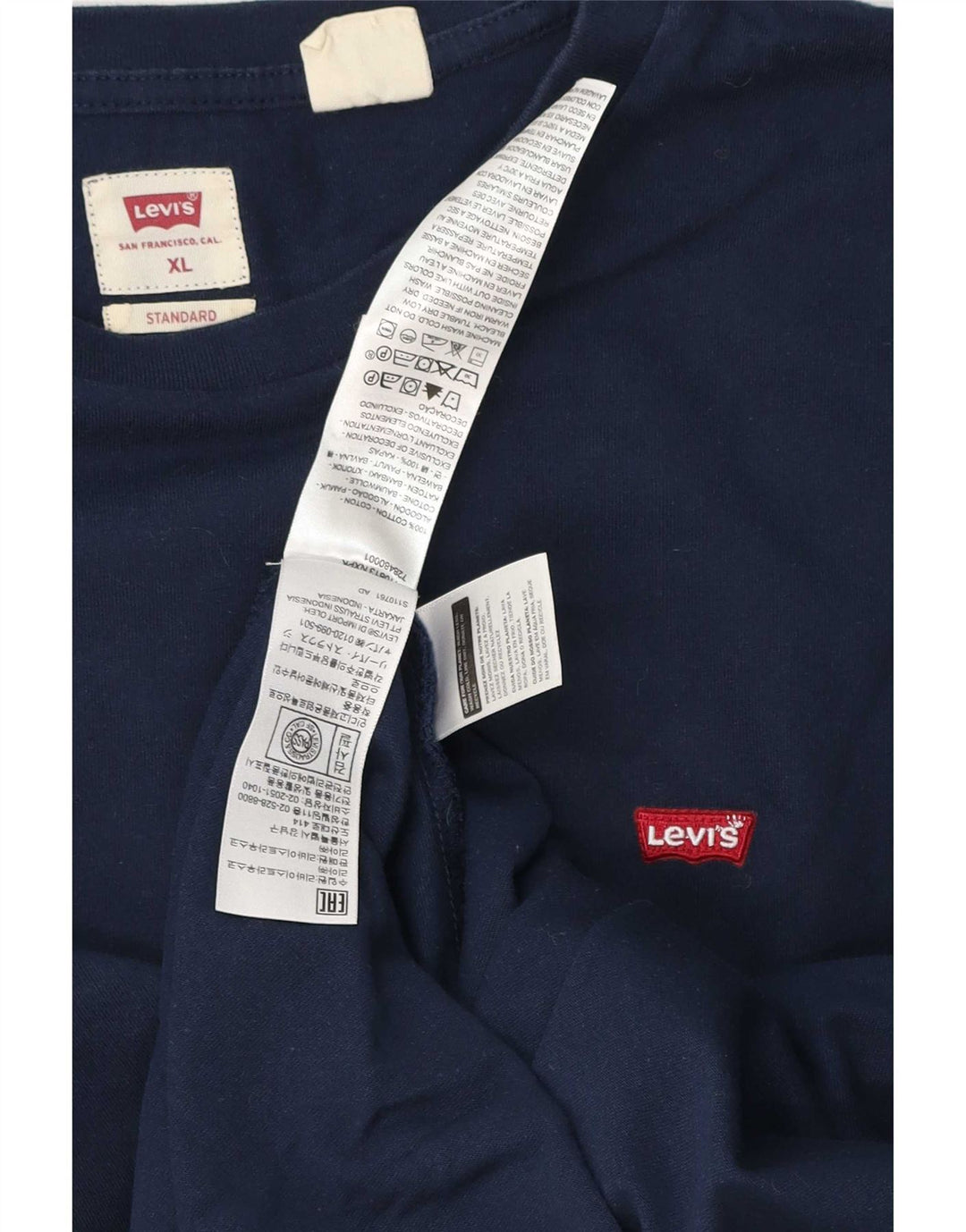 Levi's Maglia standard da uomo a maniche lunghe XL in cotone blu navy