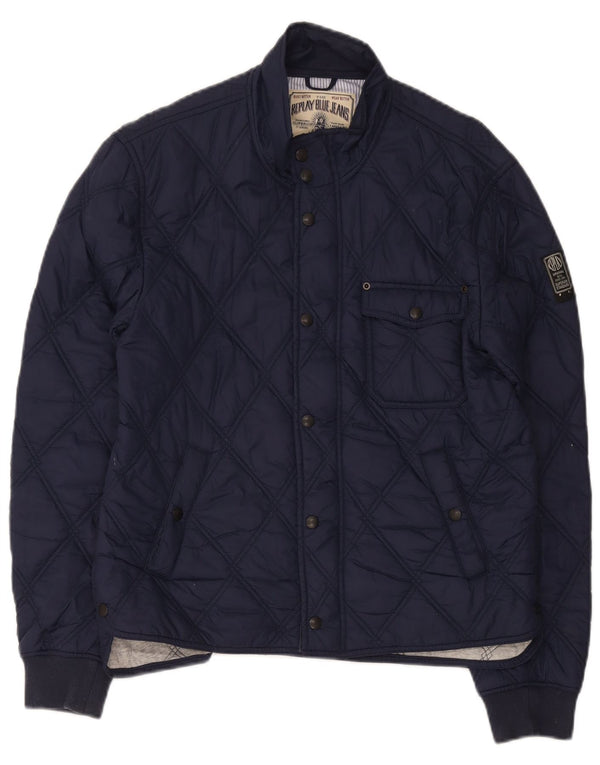 Giacca trapuntata da uomo Replay UK 38 media blu navy in poliammide