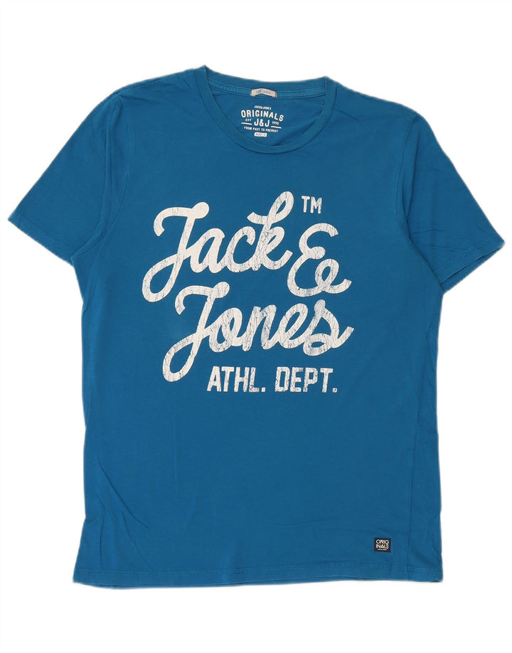 JACK & JONES Mens Graphic T-Shirt Top Large Blue