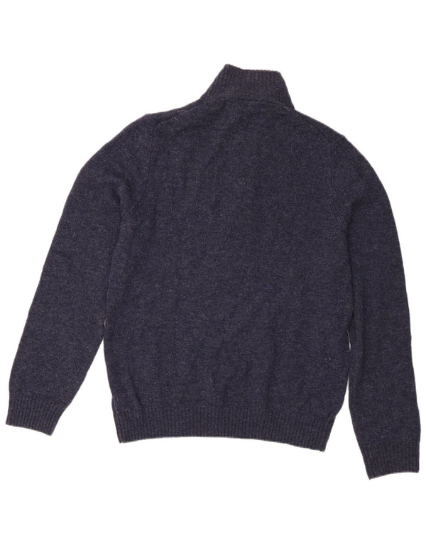 Maglione da uomo Marks & Spencer con zip e collo in lana d'agnello medio blu navy