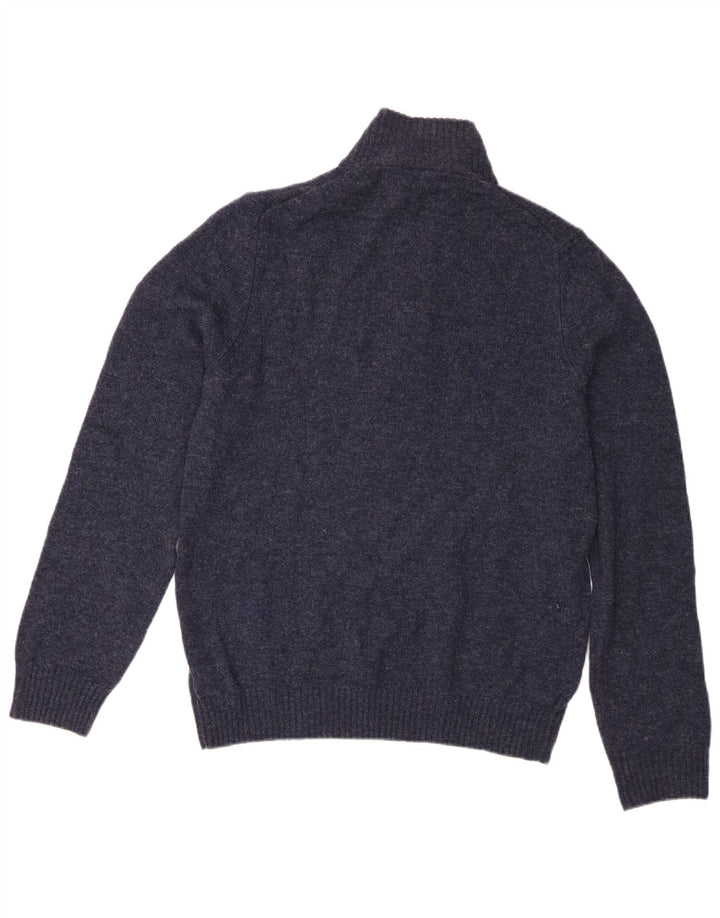 Maglione da uomo Marks & Spencer con zip e collo in lana d'agnello medio blu navy
