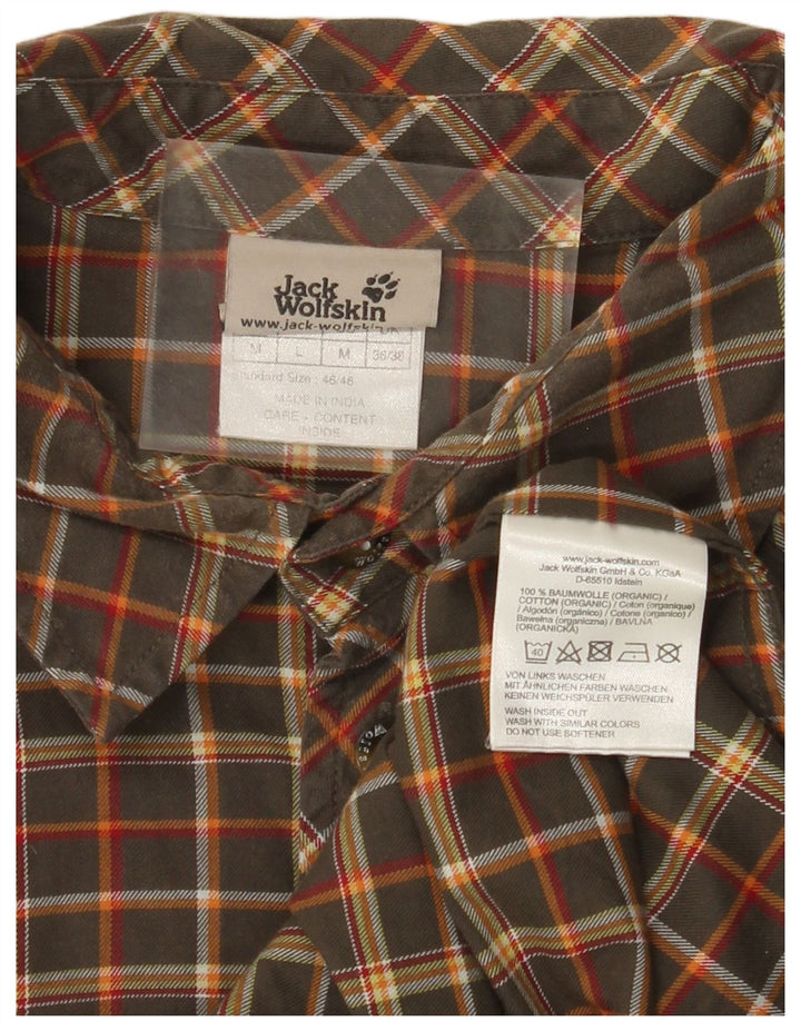 JACK WOLFSKIN Camicia in flanella da uomo UK 36/38 Cotone a quadri kaki medio
