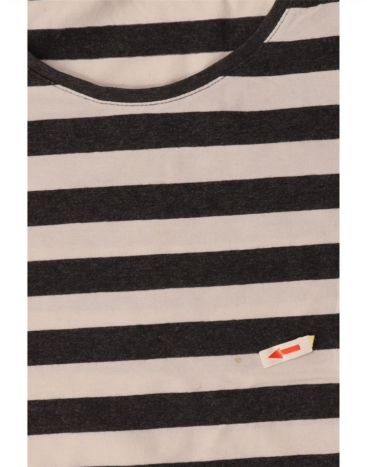 T-shirt da donna FRENCH CONNECTION Top UK 12 Cotone a righe grigio medio