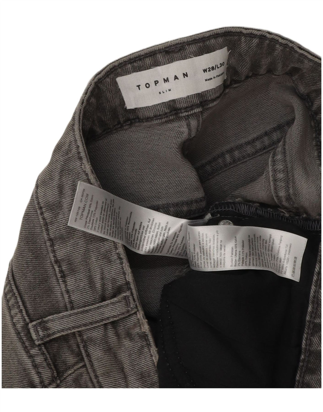 Jeans slim da uomo Topman W28 L30 cotone grigio