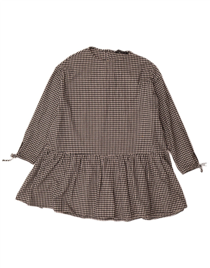 Abito basic oversize da donna Zara con maniche a 3/4 UK 10 piccolo a quadretti neri