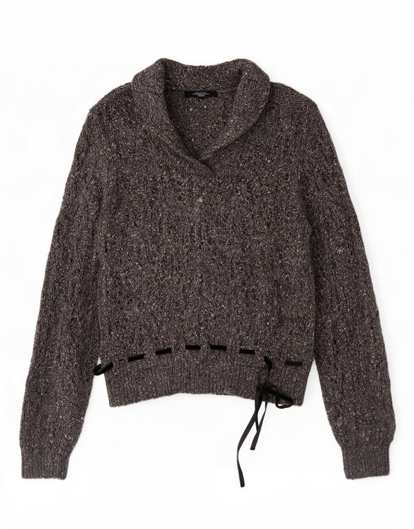 Maglione da donna Max Mara Weekend con collo a scialle UK 18 XL Grigio chiazzato