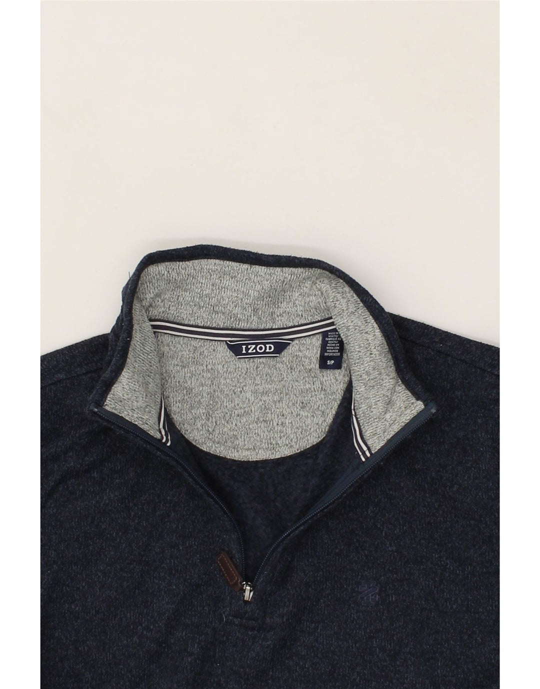 IZOD Mens Zip Neck Sweatshirt Jumper Small Navy Blue Polyester Vintage Izod and Second-Hand Izod from Messina Hembry 