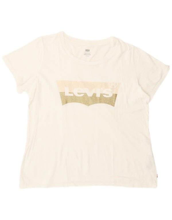 T-shirt grafica da donna Levi's Top UK 18 XL cotone bianco