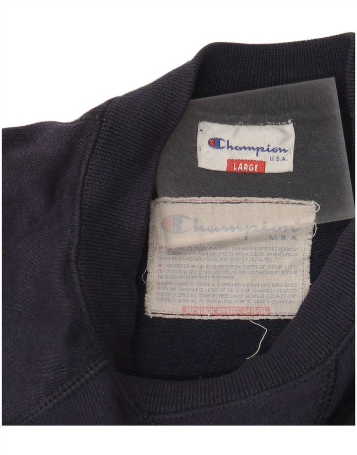 Felpa grafica da uomo Champion, maglione grande, blu navy