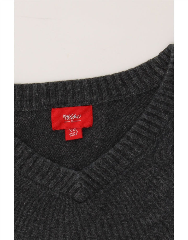 MOSSIMO Mens V-Neck Jumper Sweater 2XL Grey Cotton Vintage Mossimo and Second-Hand Mossimo from Messina Hembry 