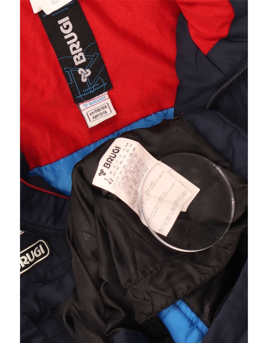 Giacca da sci con cappuccio Brugi per ragazzi 13-14 anni in poliammide color block blu navy