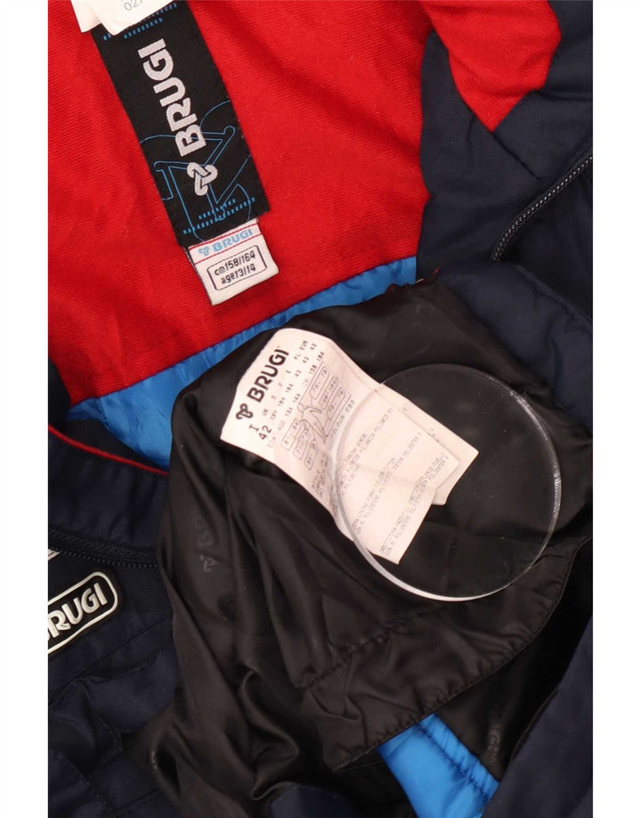 Giacca da sci con cappuccio Brugi per ragazzi 13-14 anni in poliammide color block blu navy