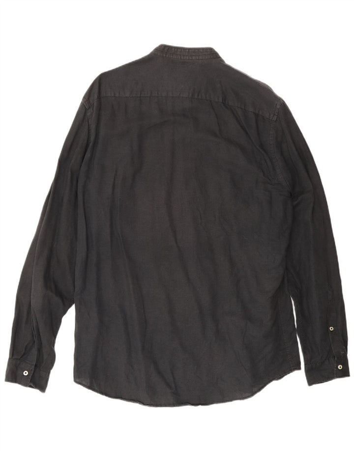 ZARA Mens Relaxed Fit Shirt Large Black Linen