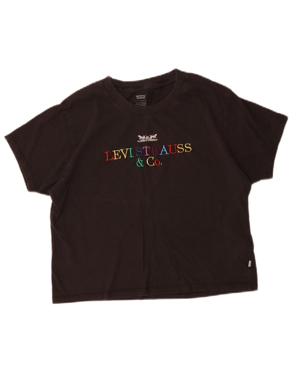 T-shirt grafica oversize da donna LEVI'S UK 6 XS cotone nero