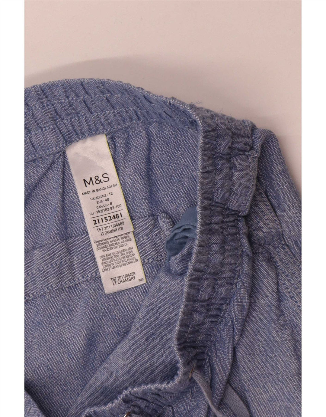 Pantaloncini casual da donna Marks & Spencer UK 12 medi W30 lino blu