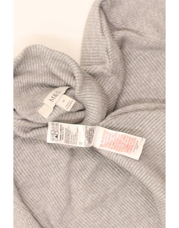 Maglione maglione a collo alto da donna Marks & Spencer UK 14 Viscosa grigio medio