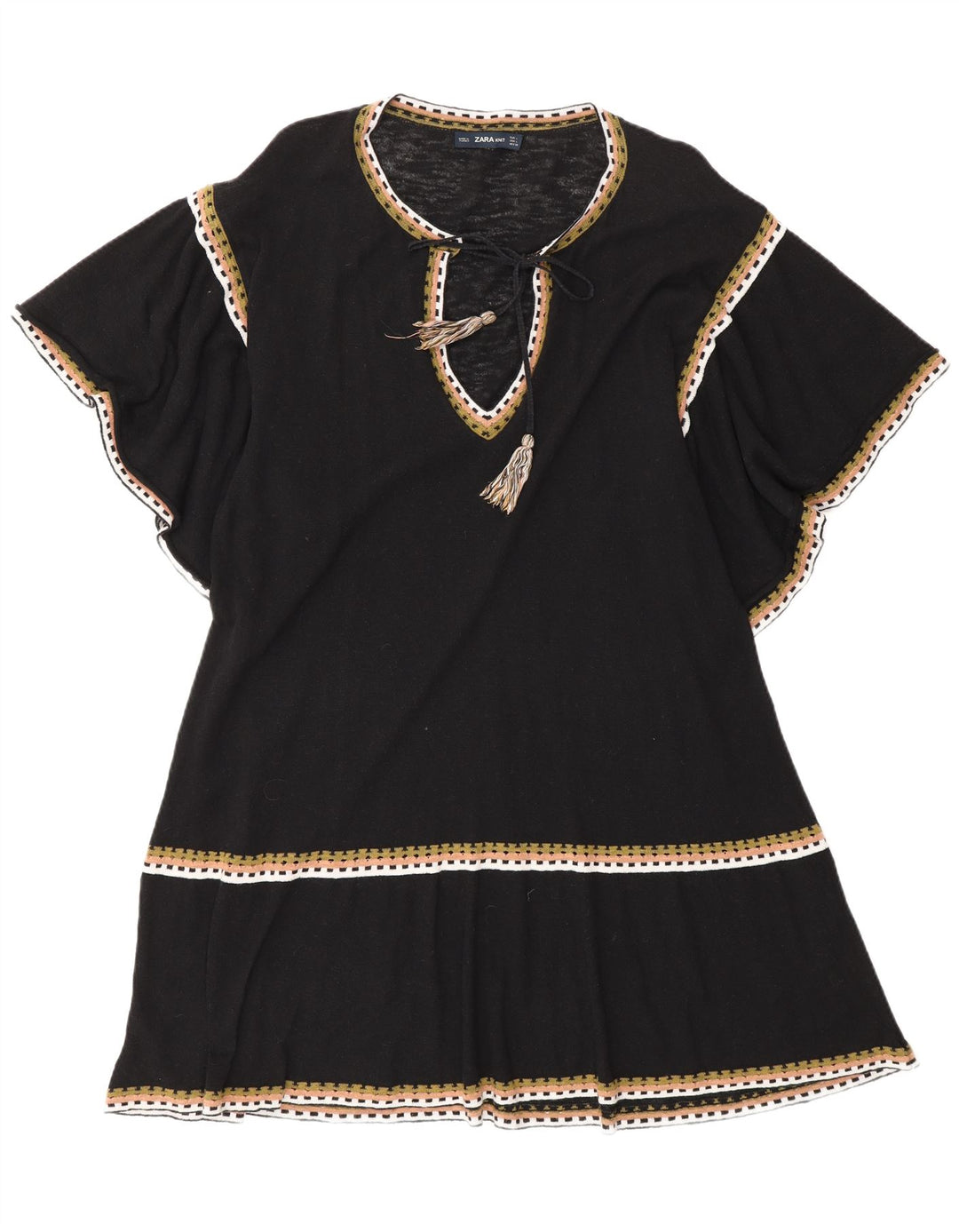 Abito a trapezio da donna Zara UK 16 grande cotone nero