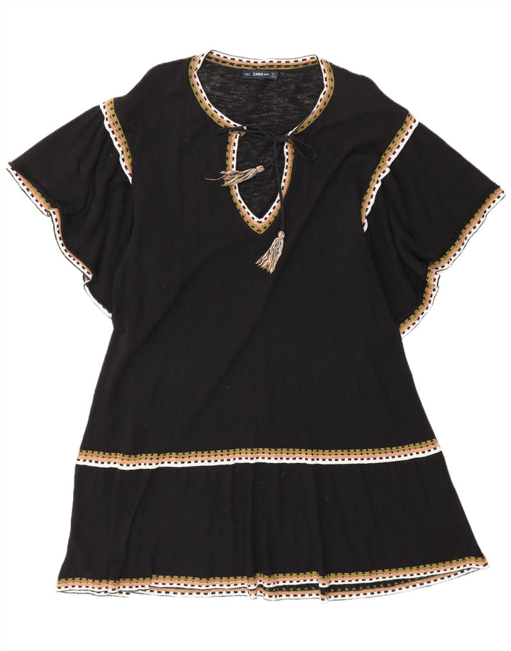 Abito a trapezio da donna Zara UK 16 grande cotone nero