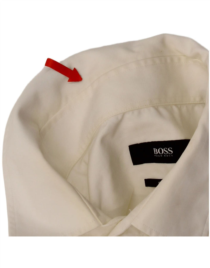 Camicia slim fit da uomo Hugo Boss taglia 40 15 3/4 cotone bianco medio